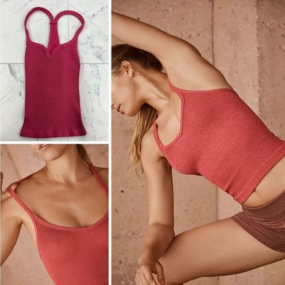 Free People Happiness Runs Lurex Sweetheart Crop Tank - Picture 1 of 3